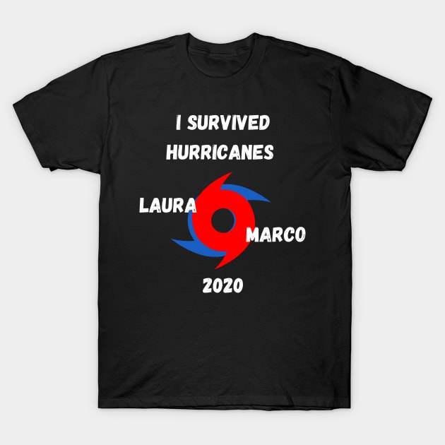 I Survived Hurricanes Laura & Marco 2020 Funny Weather T-Shirt by Lone Wolf Works